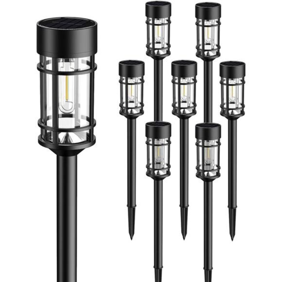 8 Pack Solar Pathway Lights Outdoor, Waterproof Solar Lights Outdoor with Metal - Picture 6 of 7